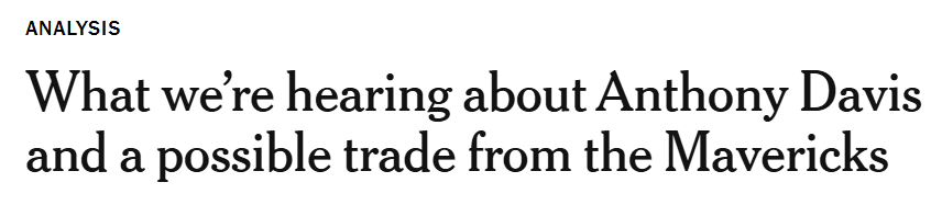 与独行侠续约无望！曝浓眉迫切希望交易离队 愿前往老鹰猛龙打球